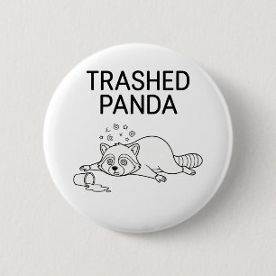 Badge Rond 5 Cm Panda Défoncé Raton Laveur Drôle Ivre