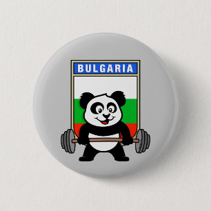 Badge Rond 5 Cm Panda d'haltérophilie de la Bulgarie
