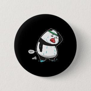Badge Rond 5 Cm Panda Fatigué Drôle Jouer Badminton