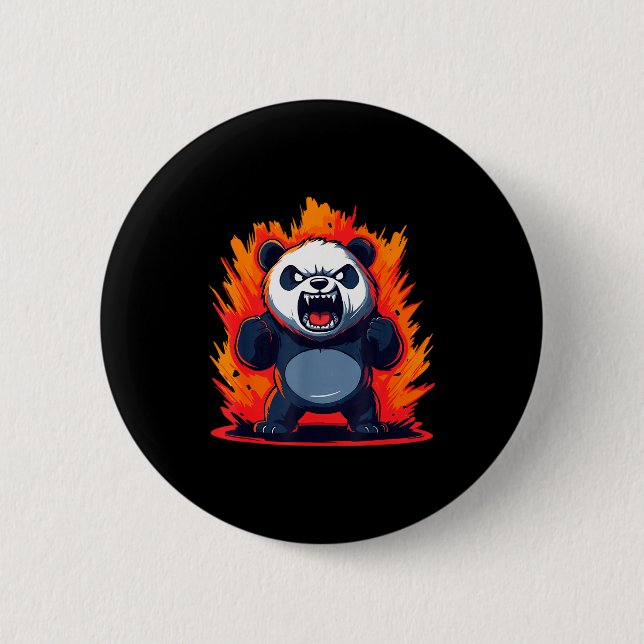Badge Rond 5 Cm Panda Looking Angry Graphic Funny Panda Kawaii  (Devant)