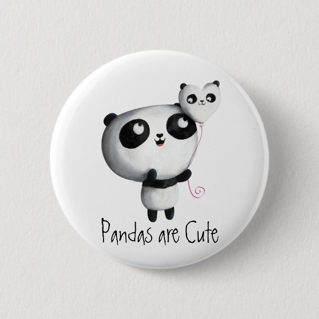Badge Rond 5 Cm Panda mignon avec le ballon (Devant)