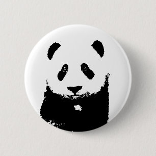 Badge Rond 5 Cm Panda noir et blanc