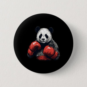 Badge Rond 5 Cm Panda Ours Portant Des Gants De Boxe - Boxe Drôle