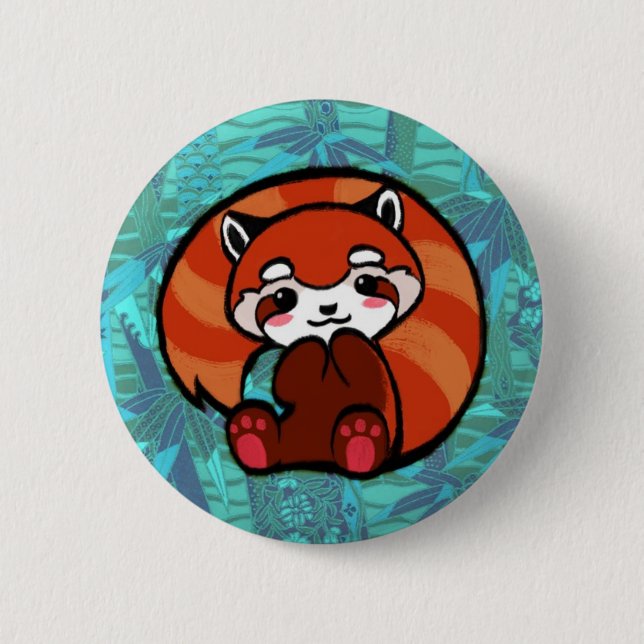 Badge Rond 5 Cm Panda rouge (Devant)