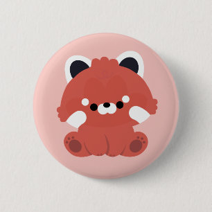 Badge Rond 5 Cm Panda rouge mignonne