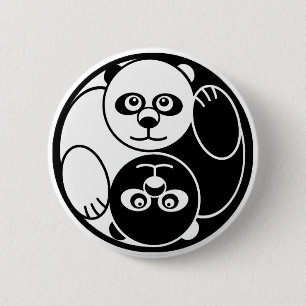 Badge Rond 5 Cm Panda Yin Yang