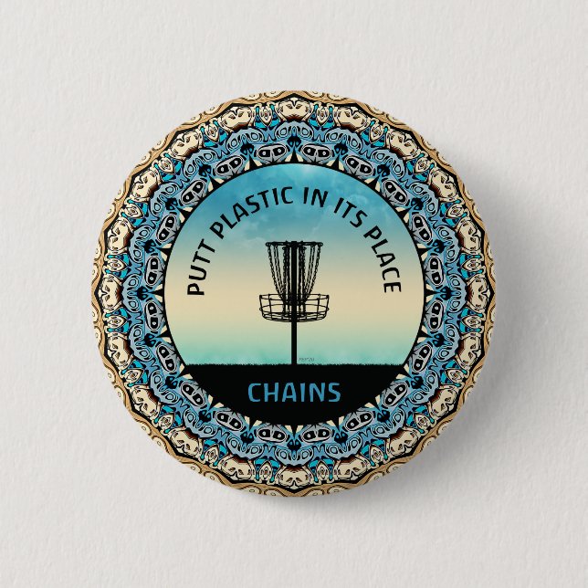 Badge Rond 5 Cm Panier de golf sur disque (Devant)