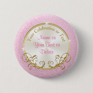 Badge Rond 5 Cm Paniers Baby showers personnalisés en rose et en o