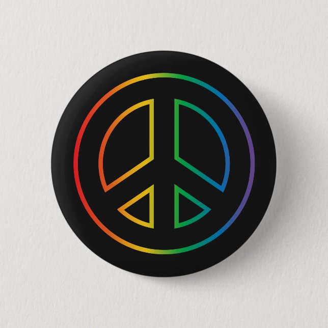 Badge Rond 5 Cm Panneau de paix Neon Rainbow (Devant)
