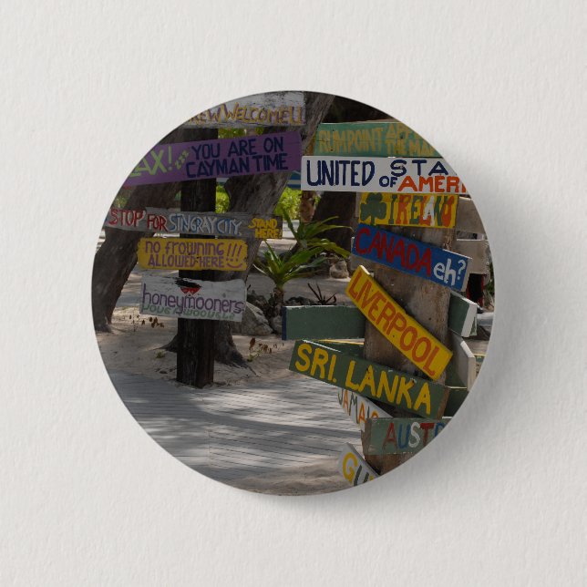 Badge Rond 5 Cm Panneau indicateur Rum Point Grand Cayman (Devant)