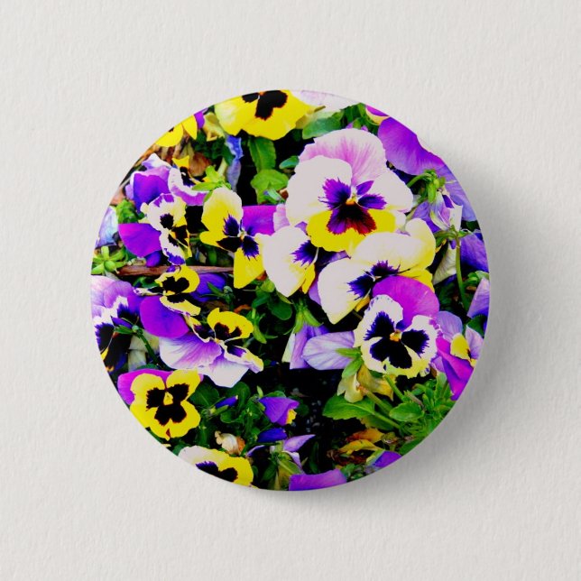 Badge Rond 5 Cm pansy flowers (Devant)