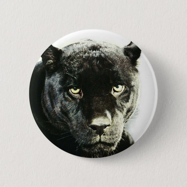 Badge Rond 5 Cm Panthère noire Jaguar (Devant)