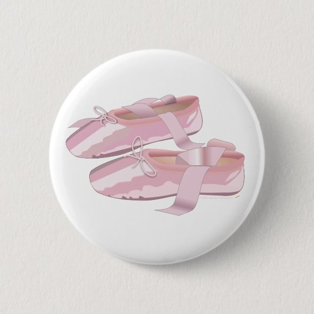 Badge Rond 5 Cm Pantoufles roses de chaussures de ballet (Devant)