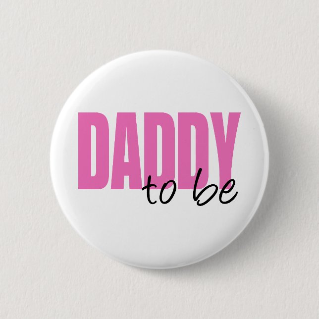 Badge Rond 5 Cm Papa à être (police rose de bloc) (Devant)
