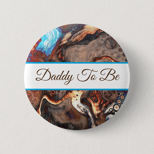 Badge Rond 5 Cm Papa | Bouton Baby shower du garçon (Devant)