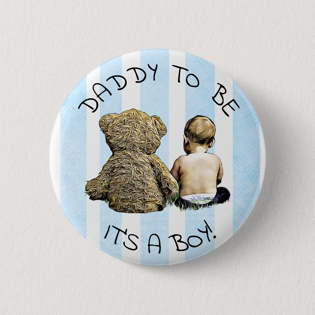Badge Rond 5 Cm Papa, c'est un garçon, Baby shower Button (Devant)