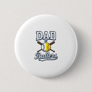 Badge Rond 5 Cm Papa de Ballers Baseball Softball Design Vintage_1
