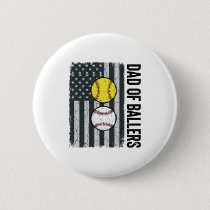 Badge Rond 5 Cm Papa de Ballers Softball Baseball Patriotique