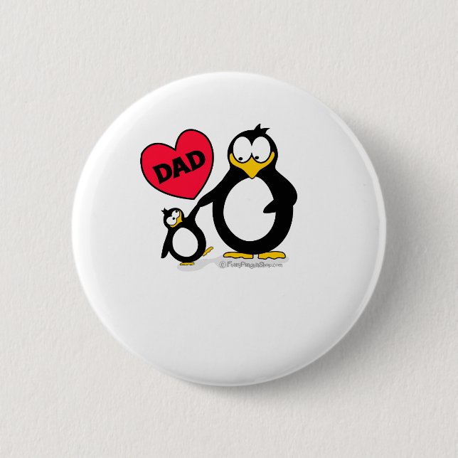 Badge Rond 5 Cm Papa de coeur de pingouin (Devant)