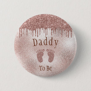 Badge Rond 5 Cm Papa doit être Baby shower Pink Girl Baby Feet But