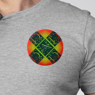 Badge Rond 5 Cm Papa Fancy Texte orange et jaune