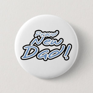 Badge Rond 5 Cm Papa fier textes bleus/noirs nouveau