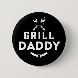Badge Rond 5 Cm Papá Grill Daddy BBQ Et Fumage Pour La Fête Des Pè
