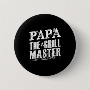 Badge Rond 5 Cm Papa le maître du grill roi du barbecue
