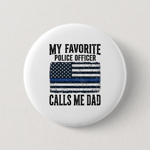 Badge Rond 5 Cm Papa officier de police ligne bleue mince vecteur