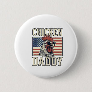 Badge Rond 5 Cm Papa Poule Coq Vintage Patriotique