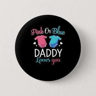 Badge Rond 5 Cm Papa Rose Ou Bleu Vous Aime - Genre Reveal Baby.