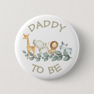 Badge Rond 5 Cm Papa sera Baby shower Button Wild One Zoo thème