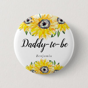 Badge Rond 5 Cm Papa sera nouveau Baby shower de tournesol de papa