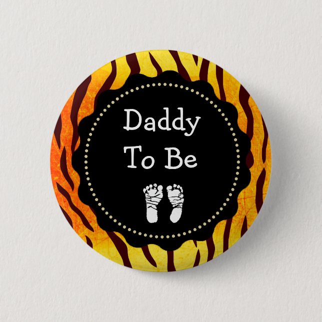 Badge Rond 5 Cm Papa sera Tiger Imprimer Baby shower (Devant)