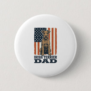 Badge Rond 5 Cm Papa Terrier Irlandais Patriotique Vintage