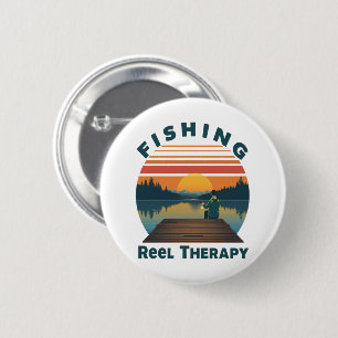 Badge Rond 5 Cm Papa Thérapie Moulinets de Pêche