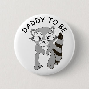 Badge Rond 5 Cm Papa to be, Baby shower Button Little Raccoon