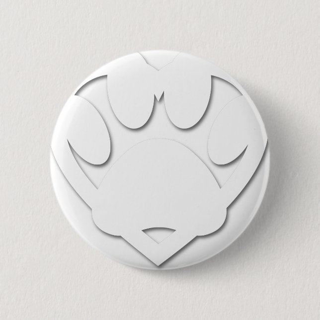 Badge Rond 5 Cm Papier Coupe Chien Paw Et Forme Coeur (Devant)