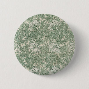 Badge Rond 5 Cm papier peint textile tulipe william morris vert