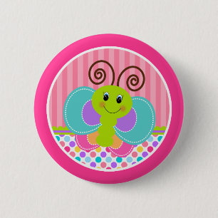 Badge Rond 5 Cm Papillon