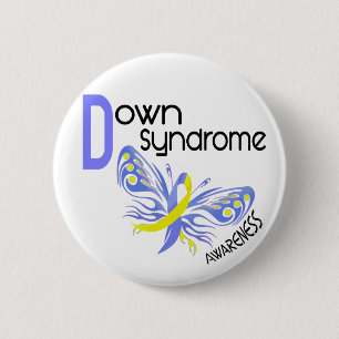 Badge Rond 5 Cm PAPILLON 3,1 de syndrome de Down