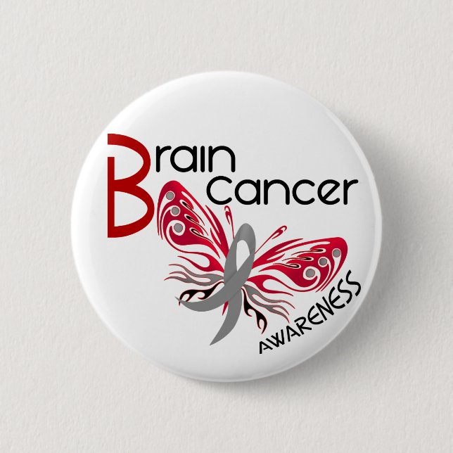 Badge Rond 5 Cm PAPILLON 3 de cancer du cerveau (Devant)