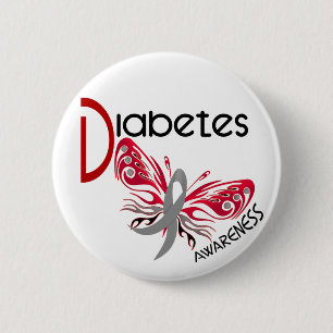 Badge Rond 5 Cm PAPILLON 3 de diabète