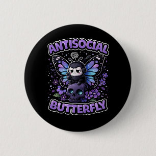 Badge Rond 5 Cm Papillon Antisocial