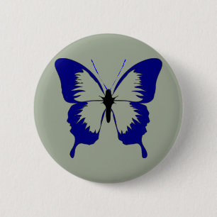 Badge Rond 5 Cm Papillon bleu