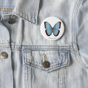 Badge Rond 5 Cm Papillon bleu de Morpho