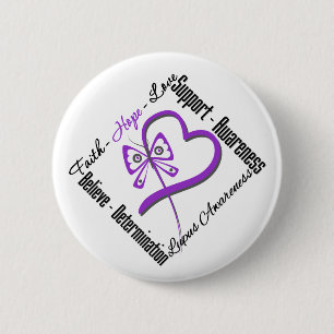 Badge Rond 5 Cm Papillon d'amour d'espoir de foi - conscience de