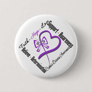 Badge Rond 5 Cm Papillon d'amour d'espoir de foi - la maladie de