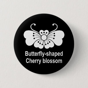 Badge Rond 5 Cm Papillon de cerisier