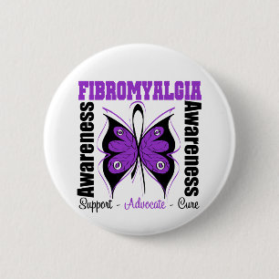 Badge Rond 5 Cm Papillon de conscience de fibromyalgie
